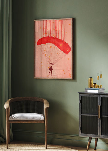 Skydiver Among Petals | Poster - Room Interior 2