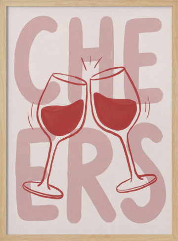 Cheers Wine Toast | Poster - Wood Frame Interior