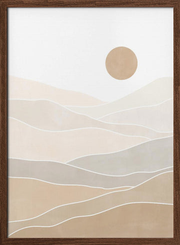 Layered Desert Sun | Poster - Walnut Frame Interior