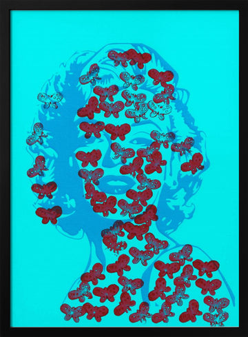 Pop Art Butterfly Woman | Poster - Black Metal Frame Interior