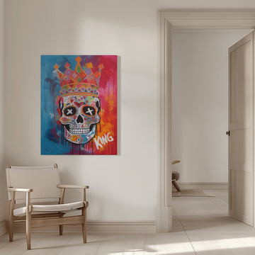 Colorful King Skull | Canvas - Room Interior 1