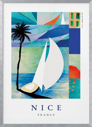 Summer Sailboat Beach | Poster - Silver Frame Interior