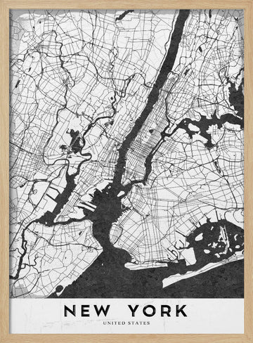 New York City Map | Poster - Wood Frame Interior