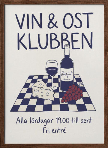 Cozy Wine Club | Poster - Walnut Frame Interior