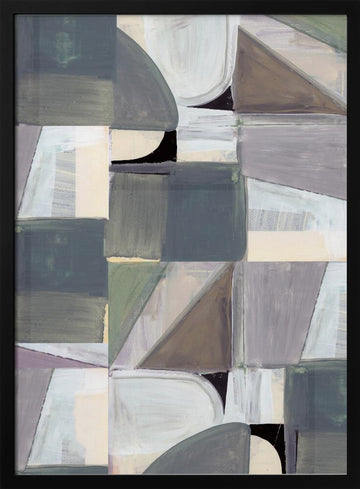 Geometric Patchwork Abstract | Poster - Black Metal Frame Interior