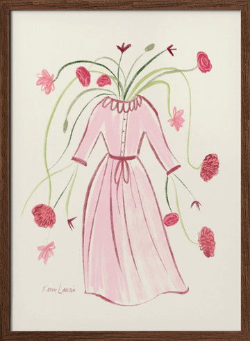 Blooming Pink Dress | Poster - Walnut Frame Interior