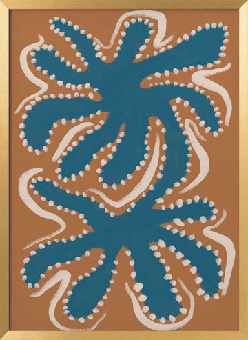 Organic Blue Shapes | Poster - Gold Frame Interior