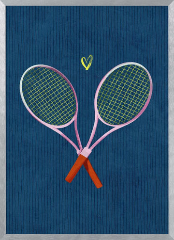 Tennis Love Match | Poster - Silver Frame Interior