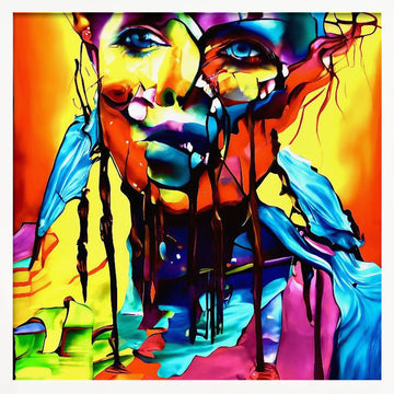 Colorful Drip Portrait | Poster - White Frame Interior