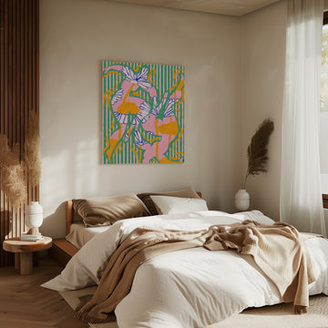 Vibrant Striped Daisies | Canvas - Room Interior 2