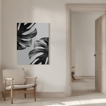 Elegant Monstera Duo | Canvas - Room Interior 1