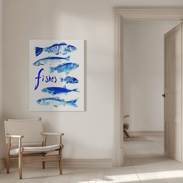 Painted Blue Fishes | Canvas - Room Interior 1