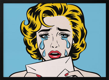 Crying Pop Art Woman | Poster - Black Metal Frame Interior