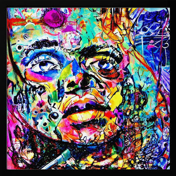 Colorful Abstract Face | Poster - Black Metal Frame Interior