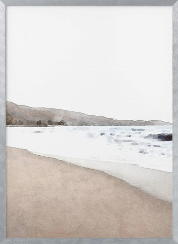 Serene Beach Landscape | Poster - Silver Frame Interior