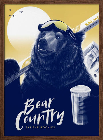 Après Ski Bear | Poster - Walnut Frame Interior