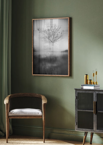 Misty Birch Reflection | Poster - Room Interior 2