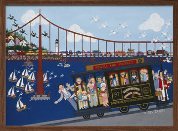 San Francisco Cable Car | Poster - Walnut Frame Interior