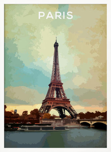 Eiffel Tower Paris Sunset | Poster - White Frame Interior