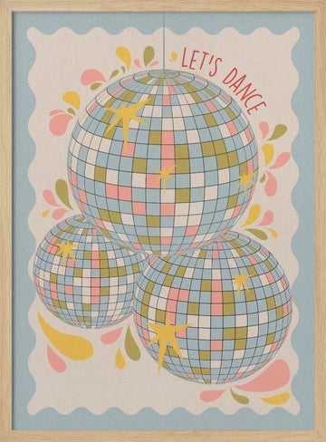 Lets Dance Retro Disco | Poster - Wood Frame Interior