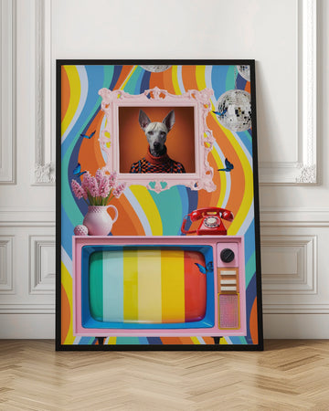 Funky Retro Dog Portrait | Poster - Room Interior 1