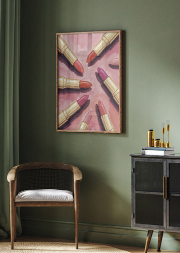 Vibrant Pink Lipsticks | Poster - Room Interior 2