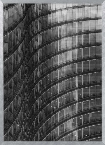 Curved Glass Facade | Poster - Silver Frame Interior