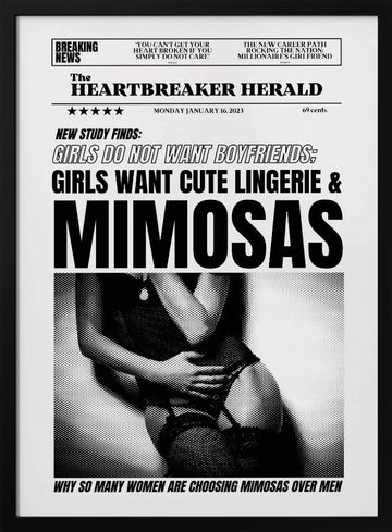 Girls Lingerie Mimosas News | Poster - Black Metal Frame Interior