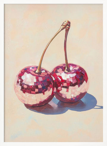 Disco Cherries | Poster - White Frame Interior