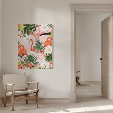 Flamingos Tropical Guava Bliss | Canvas - Room Interior 1