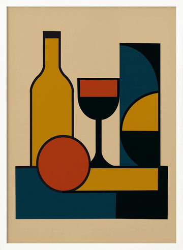 Abstract Wine Still Life | Poster - White Frame Interior