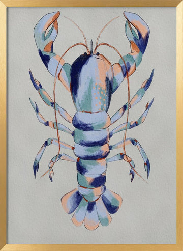 Colorful Blue Lobster | Poster - Gold Frame Interior