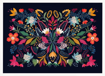 Vibrant Folk Floral Design | Poster - White Frame Interior