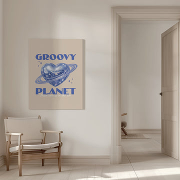 Groovy Disco Heart Planet | Canvas - Room Interior 1