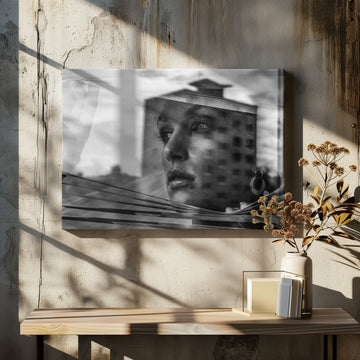 Woman In City Reflection | Canvas - Room Interior 2