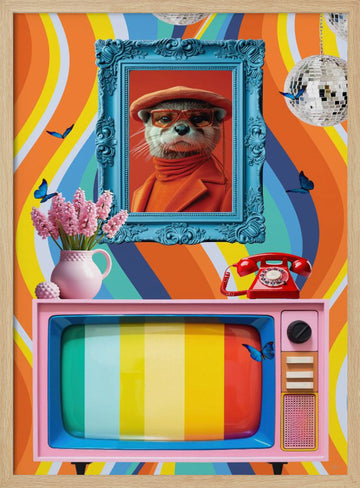 Retro Otter Vibe | Poster - Wood Frame Interior