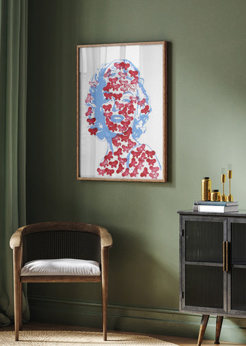 Red Butterfly Portrait | Poster - Room Interior 2