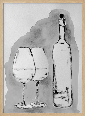 Elegant Wine Still Life | Poster - Wood Frame Interior
