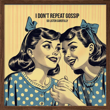 Retro Whispering Friends | Poster - Walnut Frame Interior