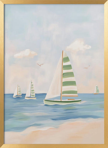 Summer Sailboat Serenity | Poster - Gold Frame Interior