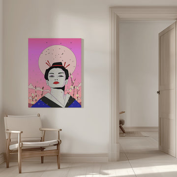 Serene Geisha Moon | Canvas - Room Interior 1