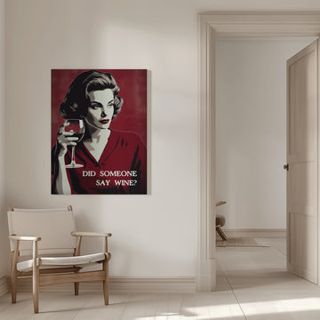 Retro Wine Woman | Canvas - Room Interior 1