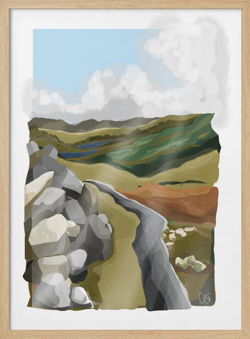 Winding Mountain Path | Poster - Wood Frame Interior