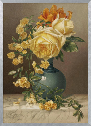 Marchal Niel Roses | Poster - Silver Frame Interior