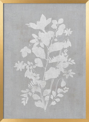 White Floral Silhouette | Poster - Gold Frame Interior