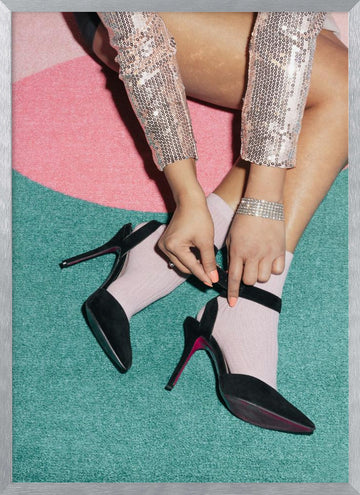 Stylish Heels and Socks | Poster - Silver Frame Interior