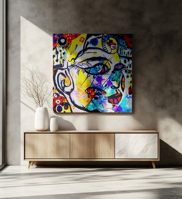 Colorful Abstract Face | Canvas - Room Interior 2