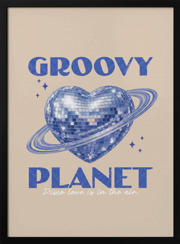 Groovy Disco Heart Planet | Poster - Black Metal Frame Interior