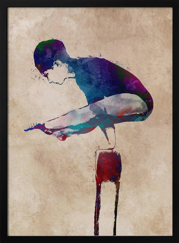 Watercolor Balance Pose | Poster - Black Metal Frame Interior