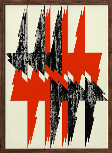Bold Jagged Lightning | Poster - Walnut Frame Interior